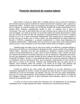 Posici&oacute;n doctrinal de nuestra Iglesia