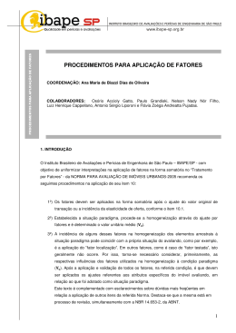 PROCEDIMENTOS PARA APLICA&Ccedil;&Atilde;O DE FATORES