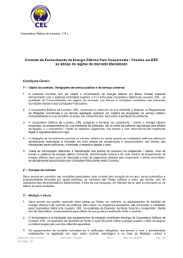 Contratos de fornecimento de energia elétrica para clientes BTE