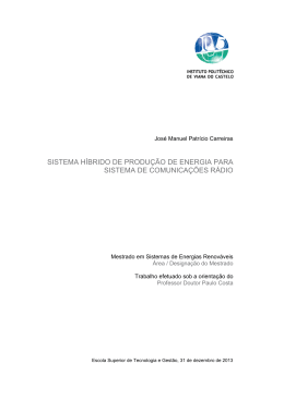 SISTEMA H&Iacute;BRIDO DE PRODU&Ccedil;&Atilde;O DE ENERGIA PARA SISTEMA