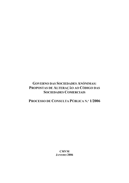 Projecto de Altera&ccedil;&atilde;o ao C&oacute;digo das Sociedades Comerciais