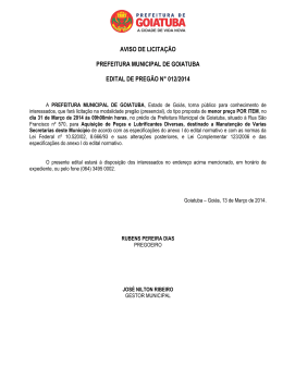 Edital Preg&atilde;o 012-2014 - PE&Ccedil;AS E LUBRIFICANTES