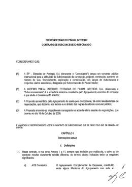 SUBCONCESSÃO DO PINHAL INTERIOR CONTRATO DE
