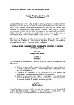 Decreto Presidencial n&ordm; 214/2013, de 13 de Dezembro