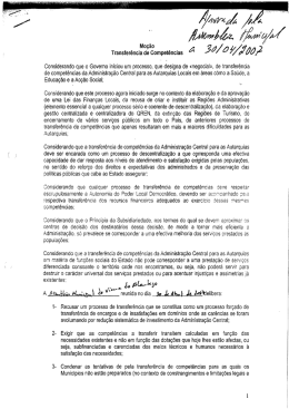Moção Transferência de Competências Considerando que o