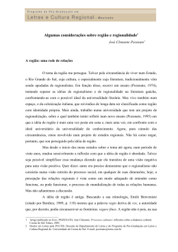 Algumas considera&ccedil;&otilde;es sobre regi&atilde;o e regionalidade