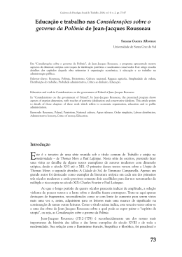 Educação e trabalho nas Considerações sobre o governo da