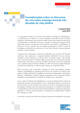 Considerações sobre os discursos de Lula sobre emprego durante