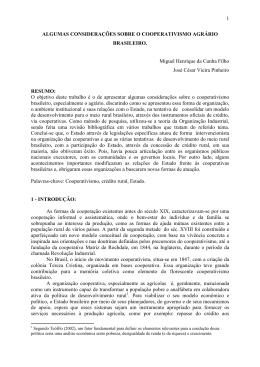 algumas considera&ccedil;&otilde;es sobre o cooperativismo agr&aacute;rio