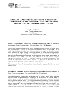DOMINAR O CONHECIMENTO, CONTROLAR O TERRIT&Oacute;RIO