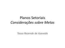 Planos Setoriais: Considera&ccedil;&otilde;es sobre Metas