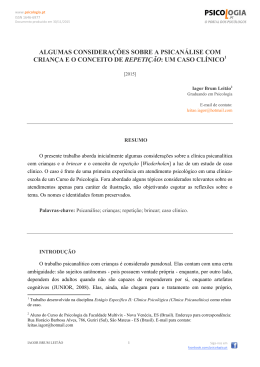 algumas considera&ccedil;&otilde;es sobre a psican&aacute;lise com crian&ccedil;a e o