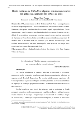 Horto Bot&acirc;nico de Villa Rica: algumas considera&ccedil;&otilde;es sobre um