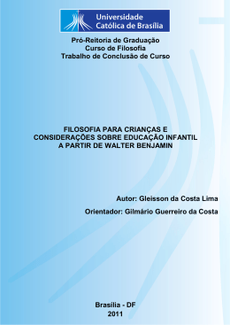 Filosofia para Crianças e Considerações sobre a Educação Infantil