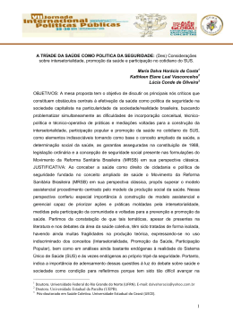 A TR&Iacute;ADE DA SA&Uacute;DE COMO POLITICA DA SEGURIDADE: (Des
