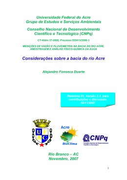 Considera&ccedil;&otilde;es sobre a bacia do rio Acre