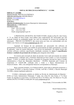 EDITAL DE PREG&Atilde;O - Prefeitura de Passo Fundo
