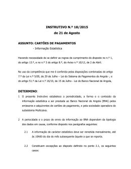 INSTRUTIVO N.&ordm; 18/2015 de 21 de Agosto