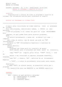 Programas e arquivos do Sirc-x
