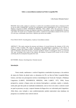 Sobre a concordância nominal em Pedro Leopoldo/MG Lília Soares