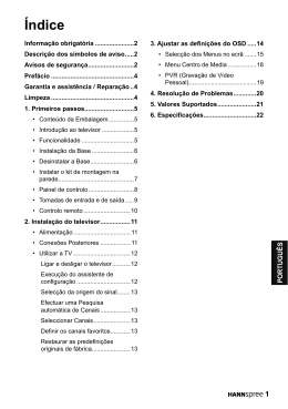 2. Instala&ccedil;&atilde;o do televisor