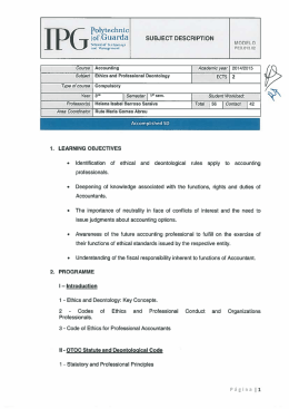 Polytechnic for Guarda SUBJECT DESCRIPTION