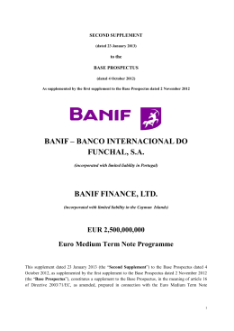 banif – banco internacional do funchal, sa banif finance, ltd.