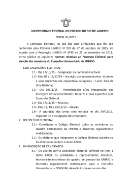 EDITAL 01/2015 A Comissão Eleitoral, no uso das suas