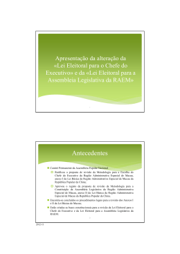 Apresenta&ccedil;&atilde;o das Altera&ccedil;&otilde;es &agrave; Lei Eleitoral para o Chefe do