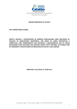 preg&atilde;o presencial n&ordm; 57/2013 tipo: menor pre&ccedil;o global objeto