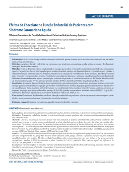 Efeitos do Chocolate na Fun&ccedil;&atilde;o Endotelial de Pacientes com