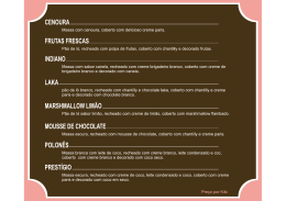 cardapio de bolo