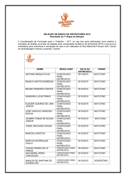 Convoca&ccedil;&atilde;o de Entrevista - Volunt&aacute;rias Sociais da Bahia