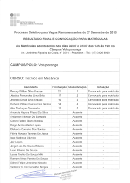 Resultado final e convocação para as matrículas