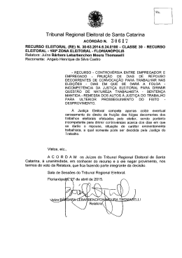 Ac&oacute;rd&atilde;o TRESC n. 30.617, de 27.4.2015, Relatora Ju&iacute;za B&aacute;rbara