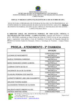 2&ordf; Chamada - Seletivos IFTO
