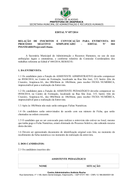 edital n&ordm; 057/2014 rela&ccedil;&atilde;o de inscritos e convoca&ccedil;&atilde;o para entrevista