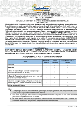 Edital 017/2015 Convocação Para Avaliação de Título e Aptidão