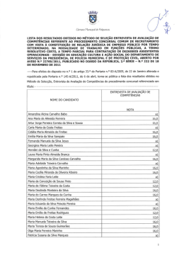 16 assistentes operacionais - Resultado da entrevista de avalia&ccedil;&atilde;o