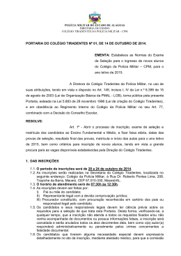 Portaria sobre as Normas para o ingresso de alunos novos no CPM