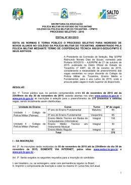 PROCESSO SELETIVO - 2016 EDITAL N&ordm; 001/2015