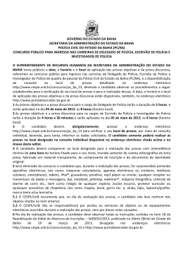 Edital de Convoca&ccedil;&atilde;o das Provas Objetivas e