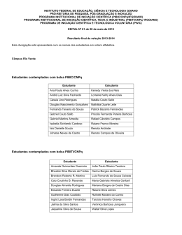 Estudantes contemplados com bolsa PIBIC/CNPq Estudantes