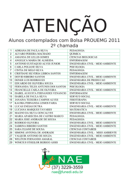 Alunos contemplados com Bolsa PROUEMG 2011 2º chamada