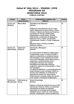 PROENS /IFPR PROGRAMA DE MONITORIA 2015