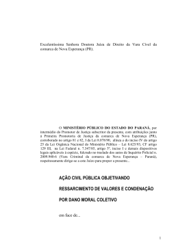 a&ccedil;&atilde;o civil p&uacute;blica objetivando ressarcimento de valores e