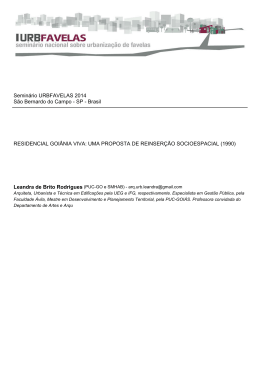 residencial goi&acirc;nia viva: uma proposta de reinser&ccedil;&atilde;o