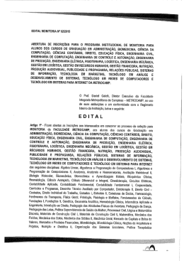 ABERTURA DE INSCRI&Ccedil;&Otilde;ES PARA o PROGRAMA