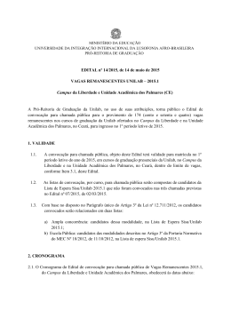 Edital n°14/2015 Vagas Remanescentes 2015.1