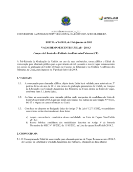 Edital n&ordm; 04/2015 Vagas Remanescentes 2014.3